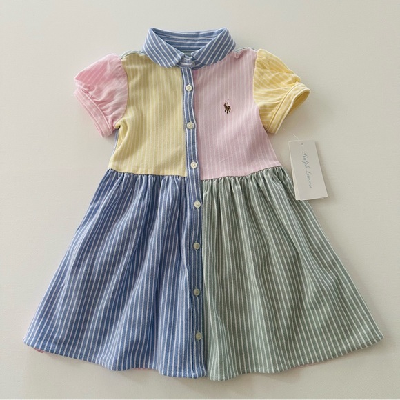 Ralph Lauren 18 Months Baby Girl Dress NWT Spring Summer Pink Blue Green Yellow - Picture 1 of 6